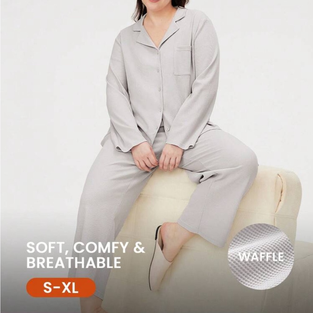 LUVLETTE Waffle Knit Long Women Pajama Set